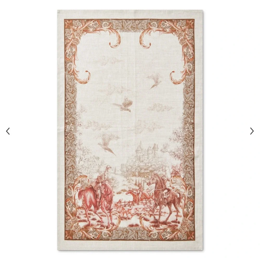 Williams Sonoma Kitchen Towel Tea Dishtowel Equestrian Hunt Italy Linen # 1